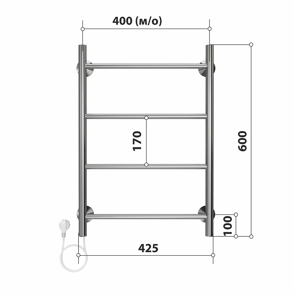 Полотенцесушитель электрический Stelmix 60x40 см, прямой