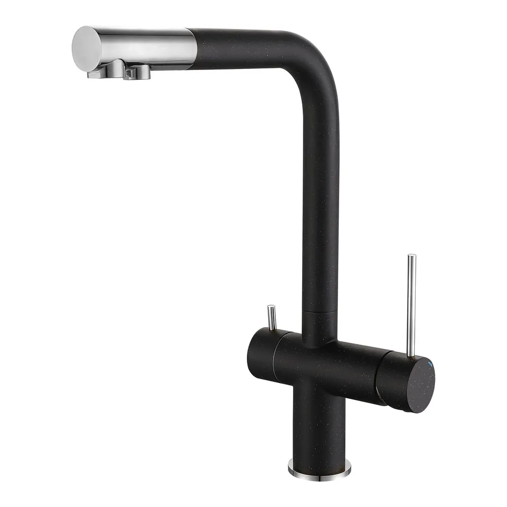 Смеситель для кухни с подключением фильтра Rivelato Lugano 1523513, черный/хром
