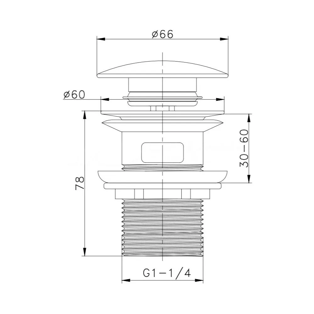 Донный клапан Maretti AC19P67660 с переливом, оружейная сталь
