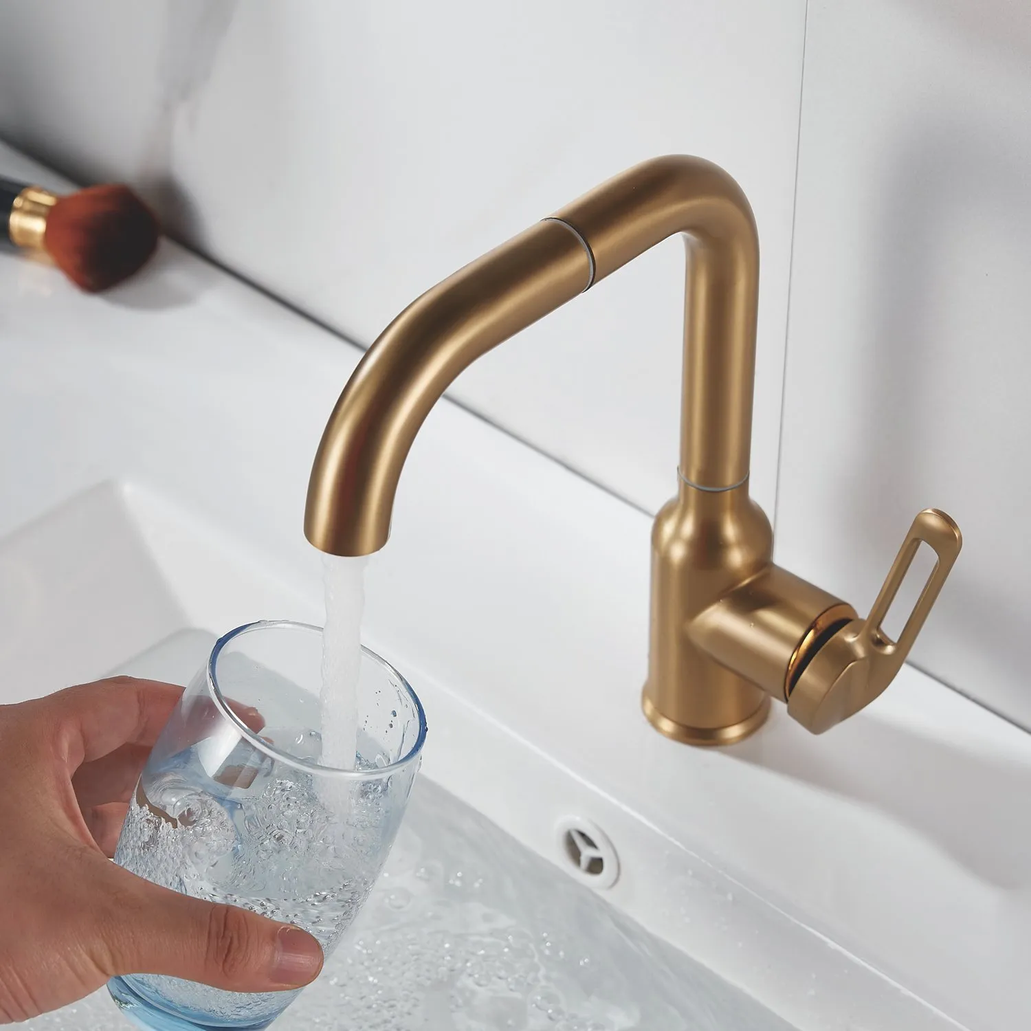 Смеситель для раковины Raffine F201G, золотой сатин