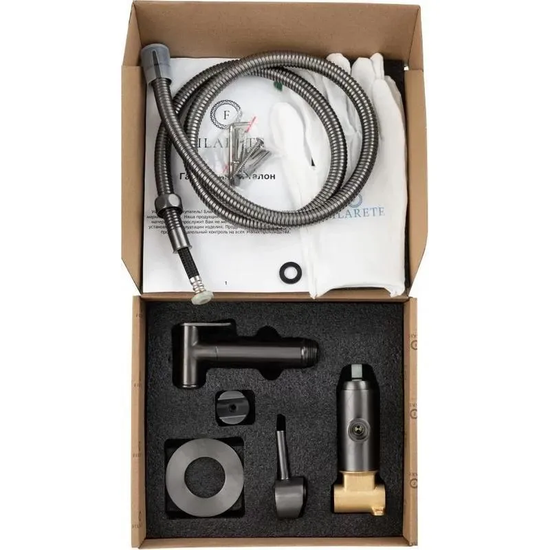 Гигиенический душ со смесителем встраиваемый FILARETE Roun FL100BG, графит