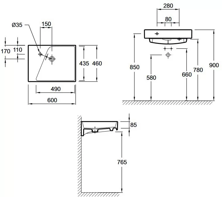 Раковина-столешница Jacob Delafon Rythmik EXQ112-Z-00