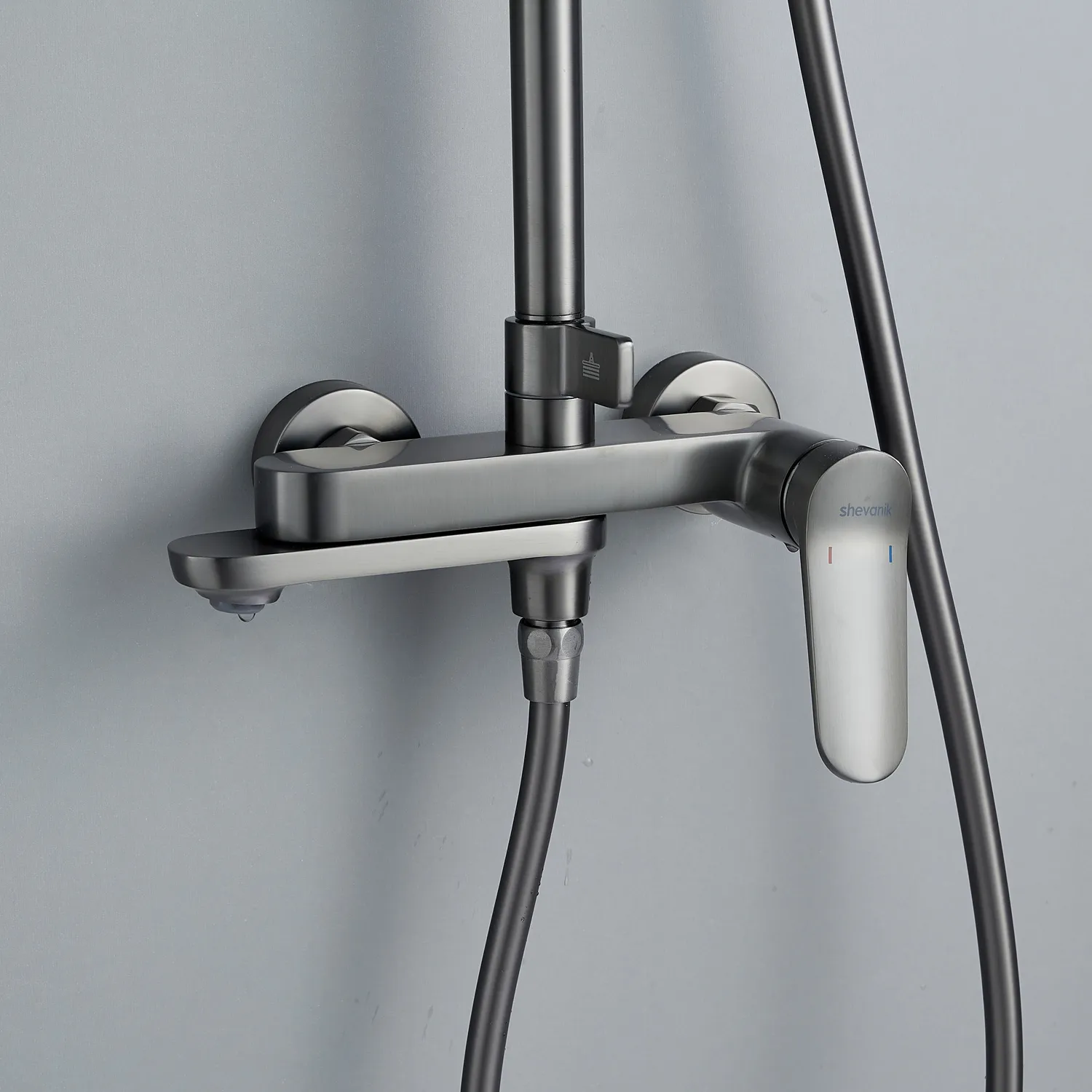 Душевая система Shevanik S4336T, оружейная сталь