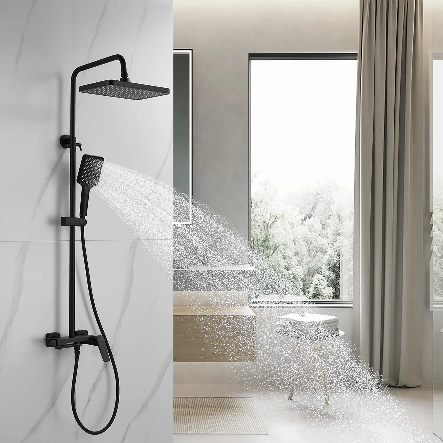 Душевая система Shevanik S4226H, черный