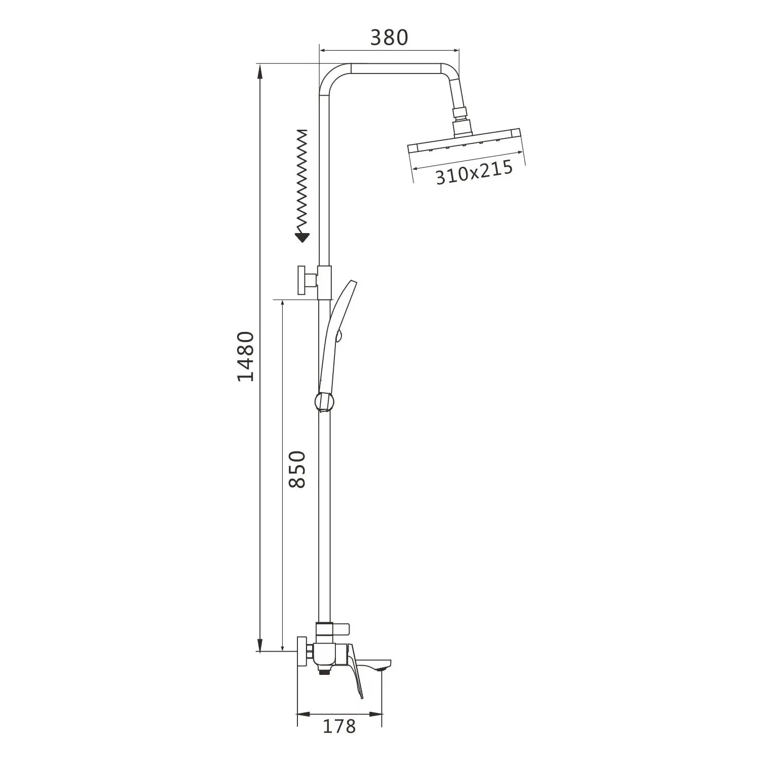 Душевая система Shevanik S9136H, черный
