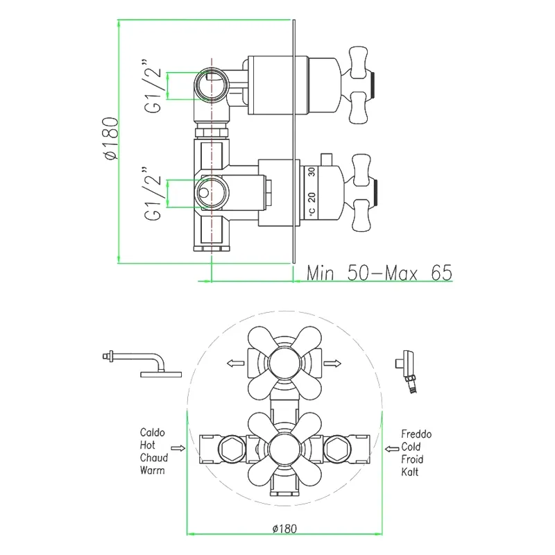 Смеситель для душа встраиваемый с термостатом Webert Armony AM970902015, хром