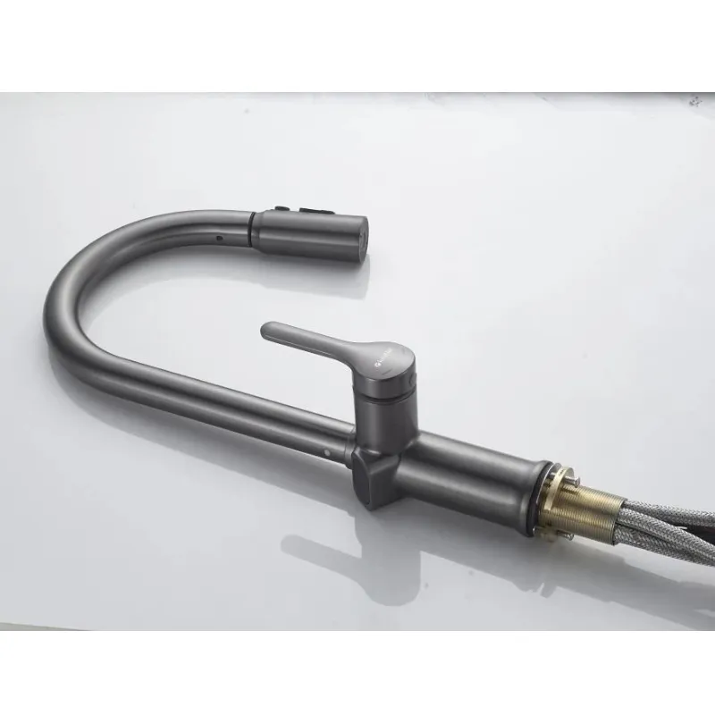 Смеситель для кухни с индикатором температуры Knotlor KN-100/GM, вороненая сталь