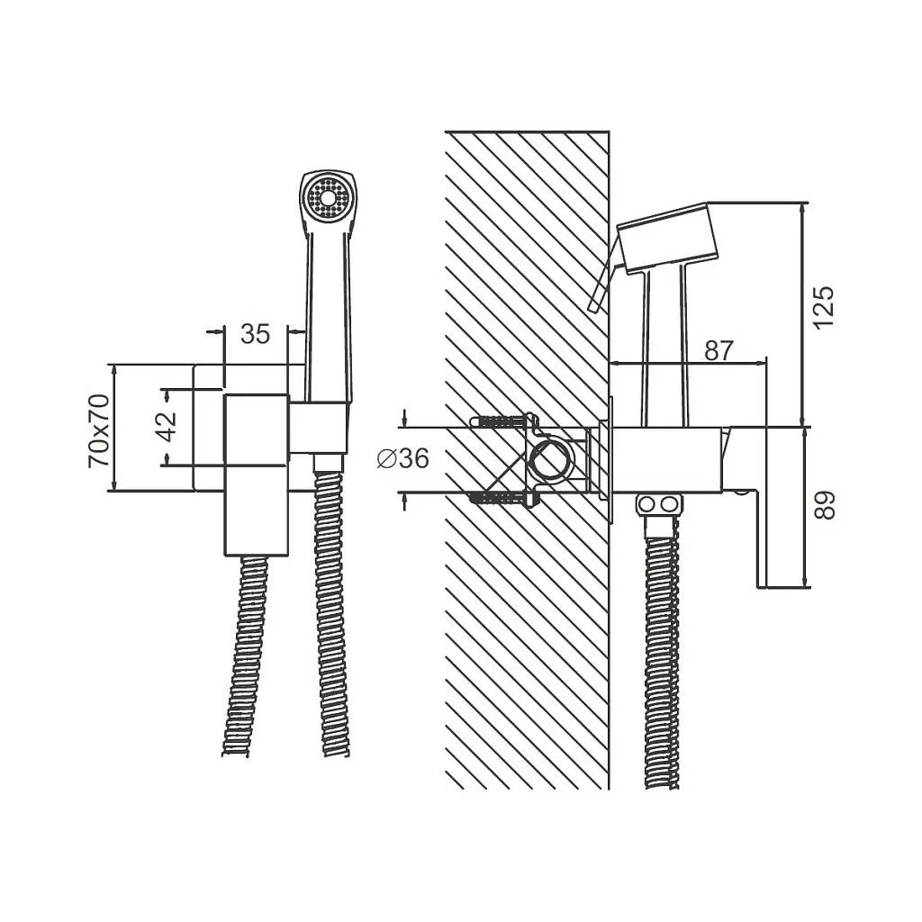 Гигиенический душ со смесителем Maretti Umbria Black UMB30RV67, черный