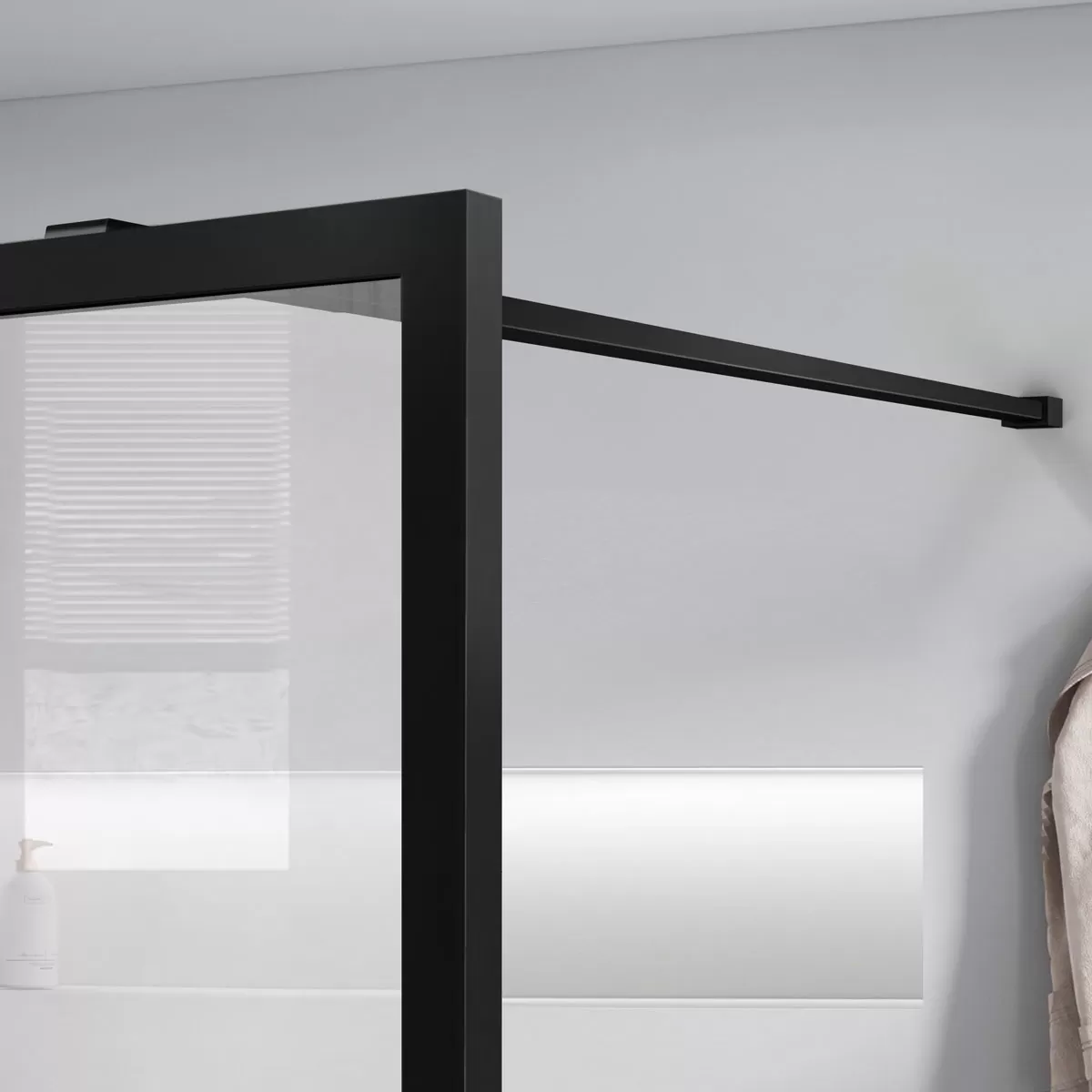 Душевая перегородка Vincea Walk-In (VSW-1HC120CFB) 1200х2000 мм, черный, стекло прозрачное/рифленое