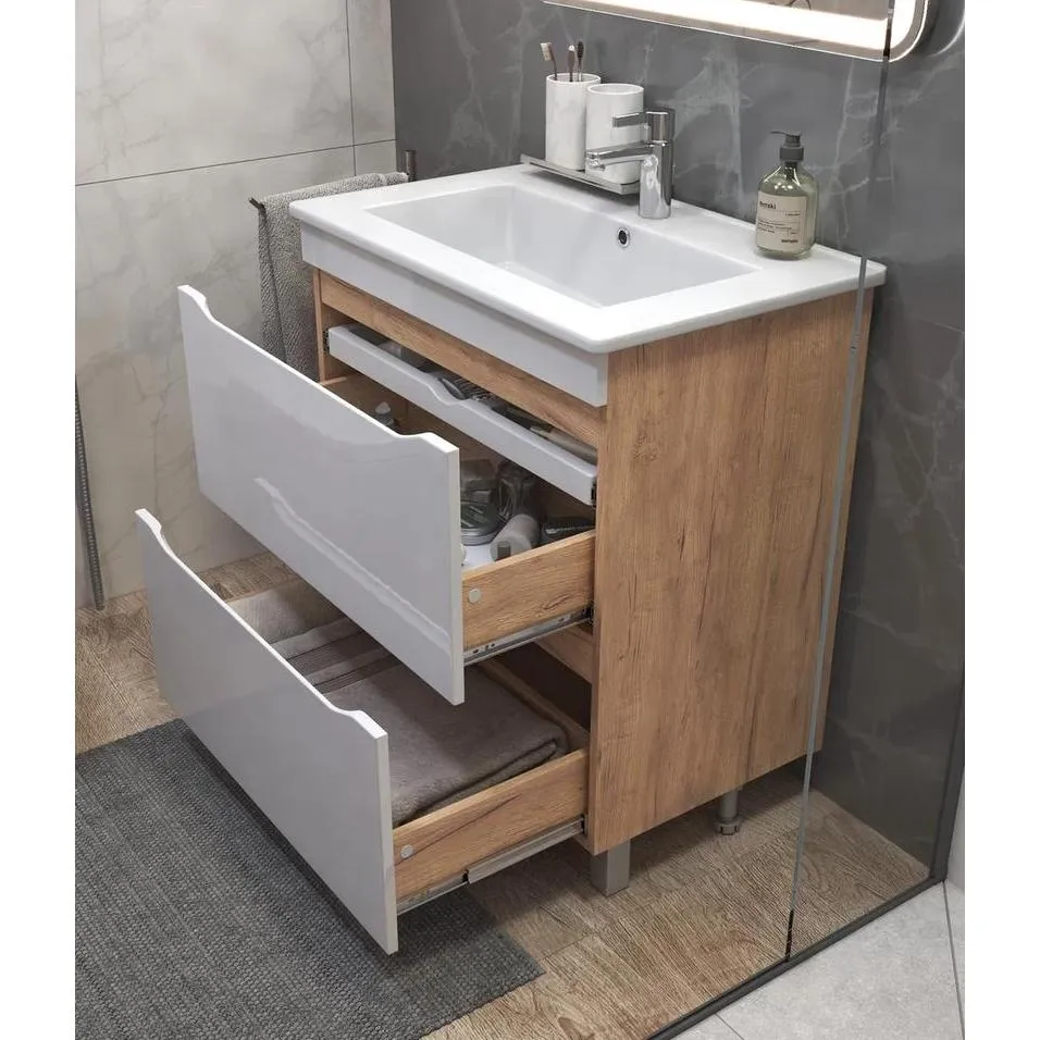 Тумба с раковиной напольная VIGO Grani tn.GRI.ELI.60.2Y дуб золотой, 60 см