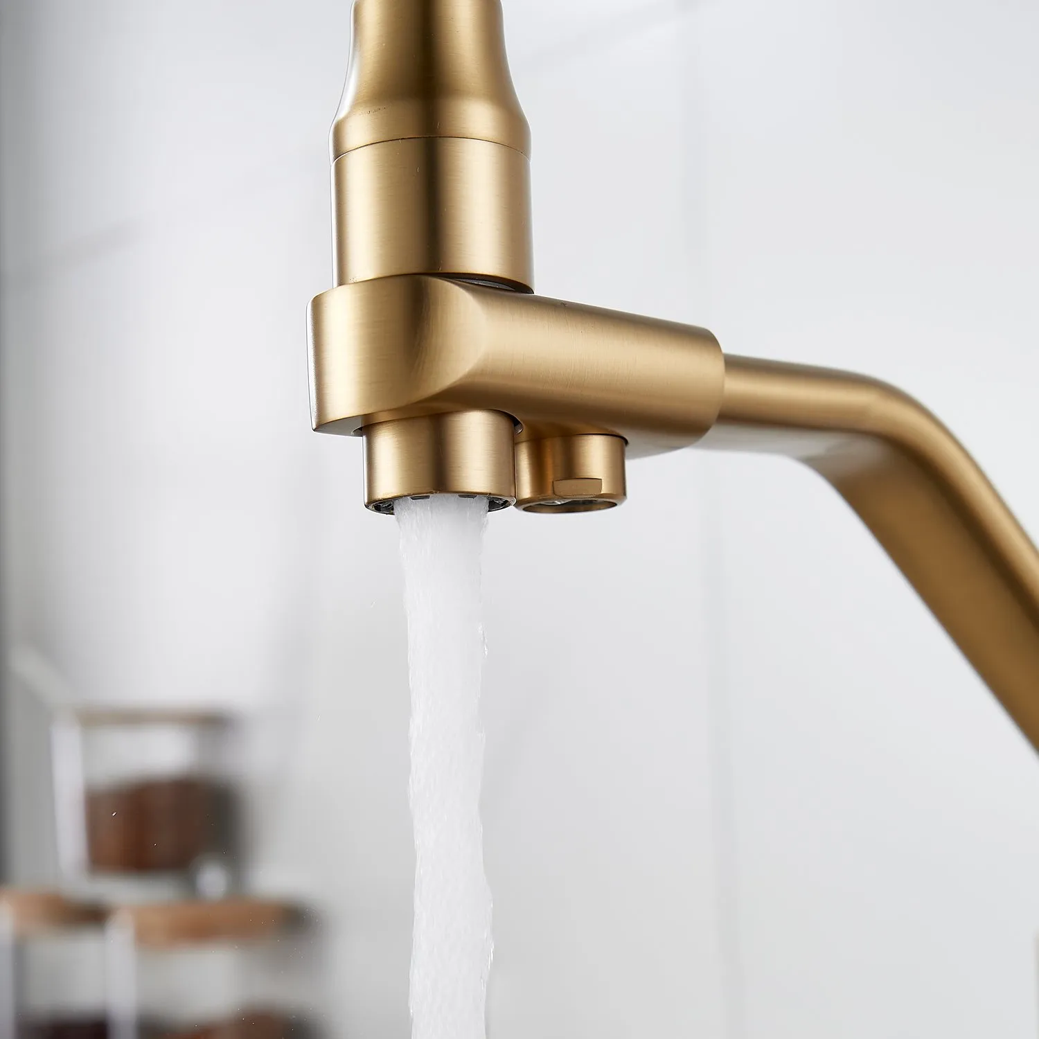 Смеситель для кухни с подключением фильтра воды Rose R558G, золотой сатин