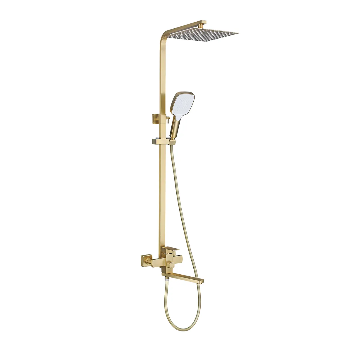 Душевая система Prohanss для ванны и душа с тропическим душем поворотный излив 25см, золотой сатин (P30.24.03)
