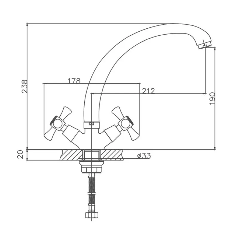 Смеситель для кухни Cron CN4242-3, хром