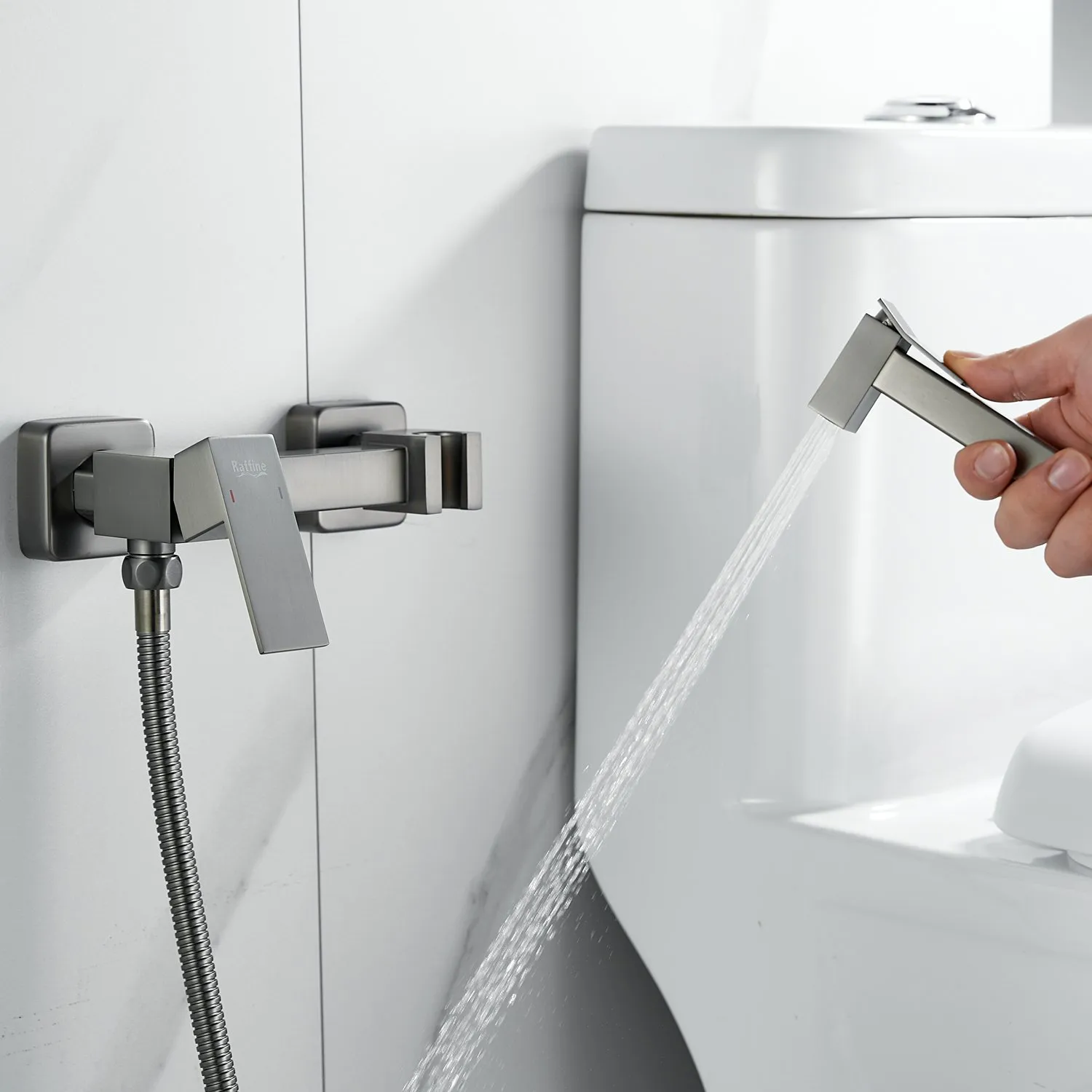 Гигиенический душ со смесителем Raffine F237T, оружейная сталь