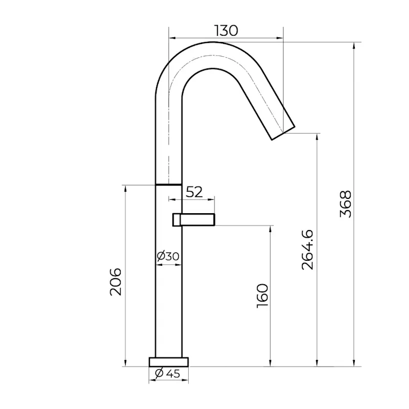 Смеситель для раковины высокий Knotlor SS-31/GM, оружейная сталь