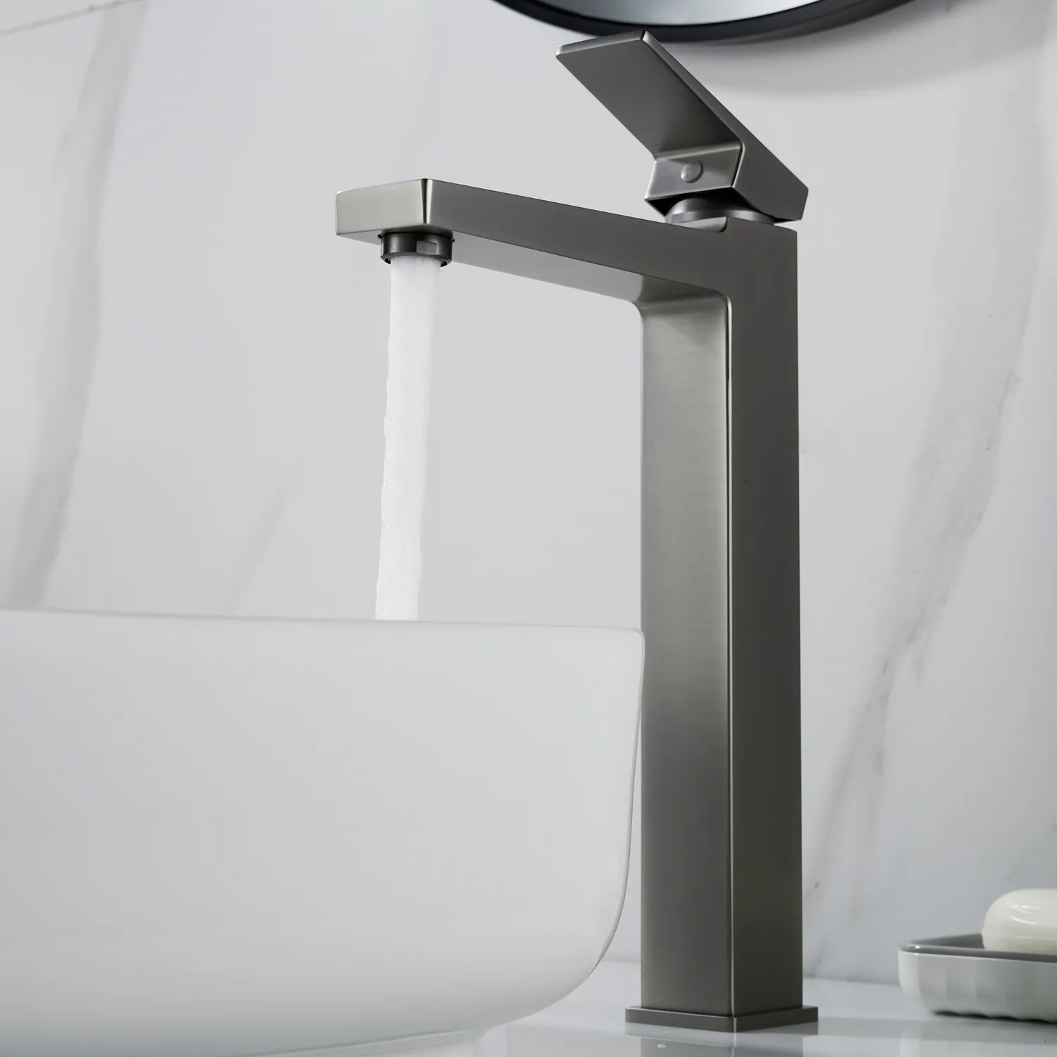 Смеситель для раковины высокий Rose R2811T, оружейная сталь