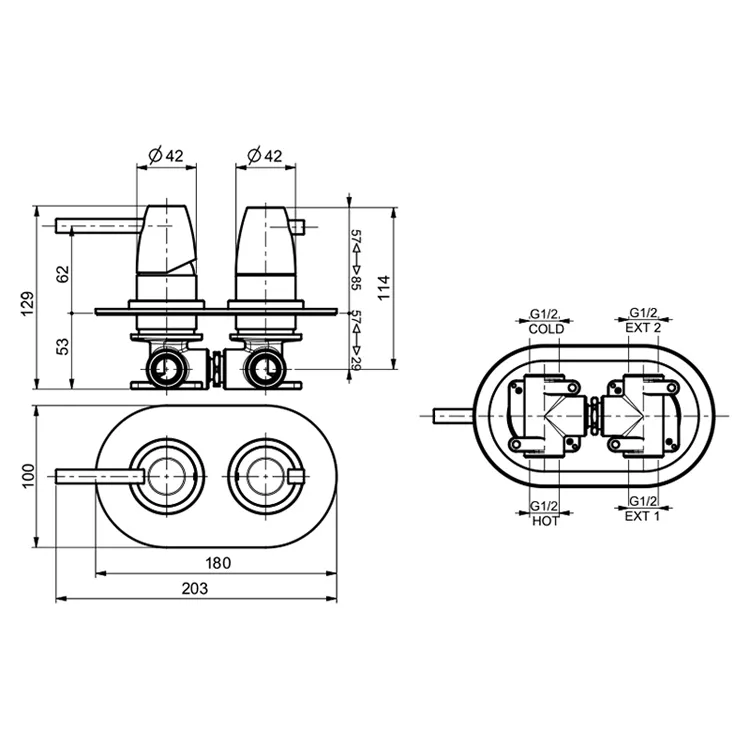 Смеситель для душа встраиваемый Webert Opera Moderna OE860101015, хром