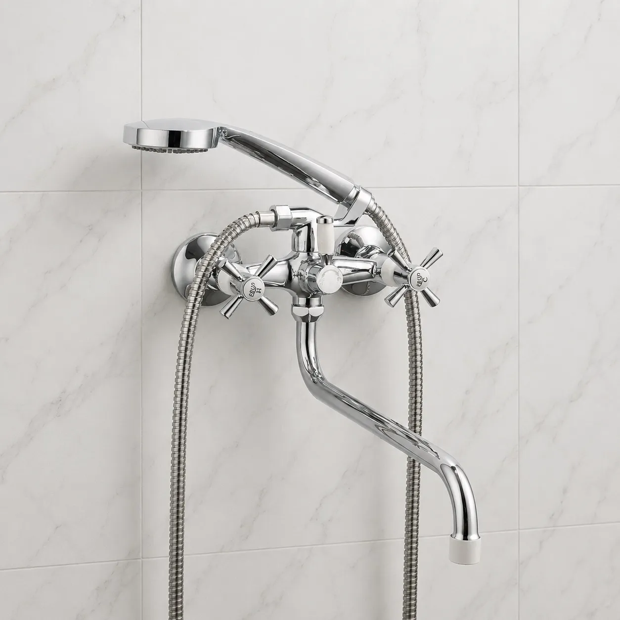 Смеситель для ванны FRUD R22118-7, хром;белый
