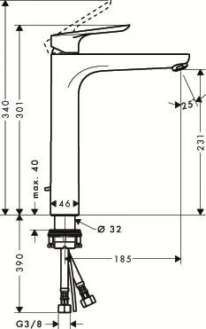 Смеситель Hansgrohe Logis E для раковины 230 мм хром (71162000)