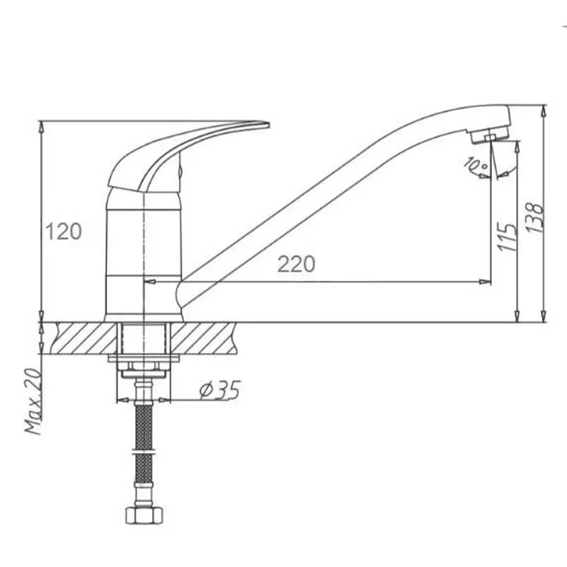 Смеситель для кухни D-Lin D153352, хром