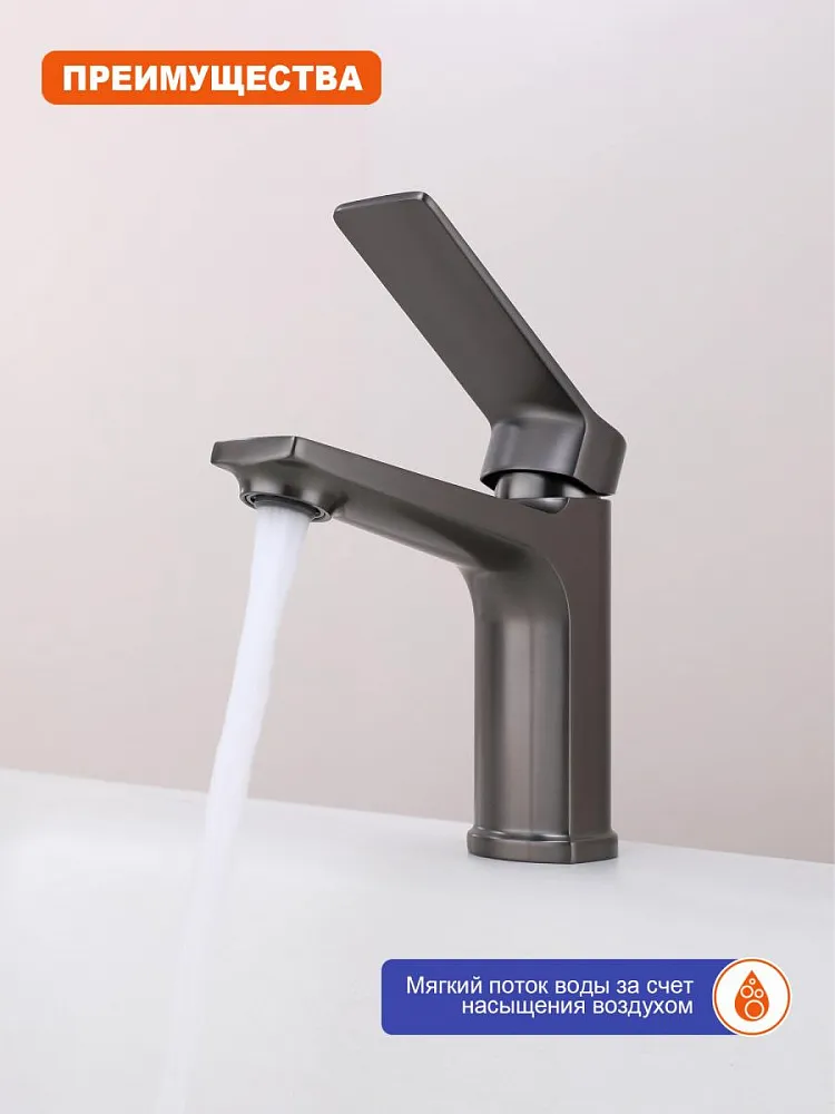 Смеситель для раковины Prohanss P66.10.09, графит