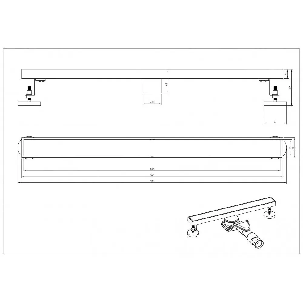 Душевой лоток Grocenberg T700, никель