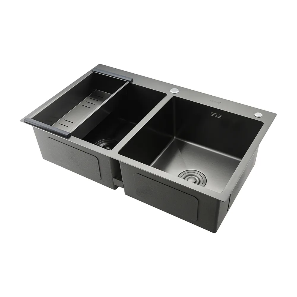 Кухонная мойка с коландером GAPPO GS8350-6, графит