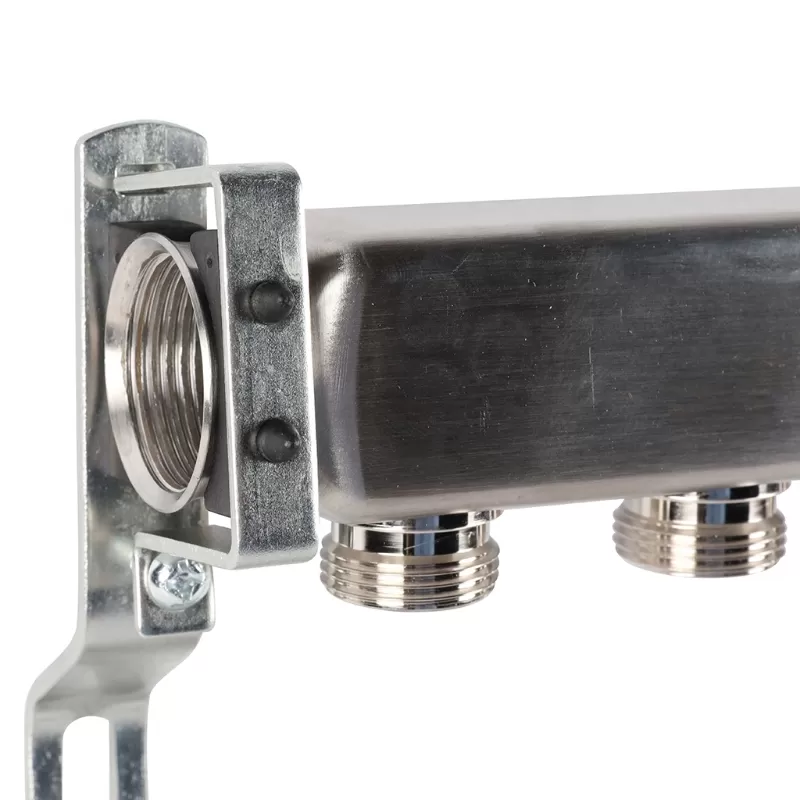 Коллектор Rommer 1"x3/4" на 6 контуров для радиаторной разводки (нерж. сталь) (RMS-4401-000006)