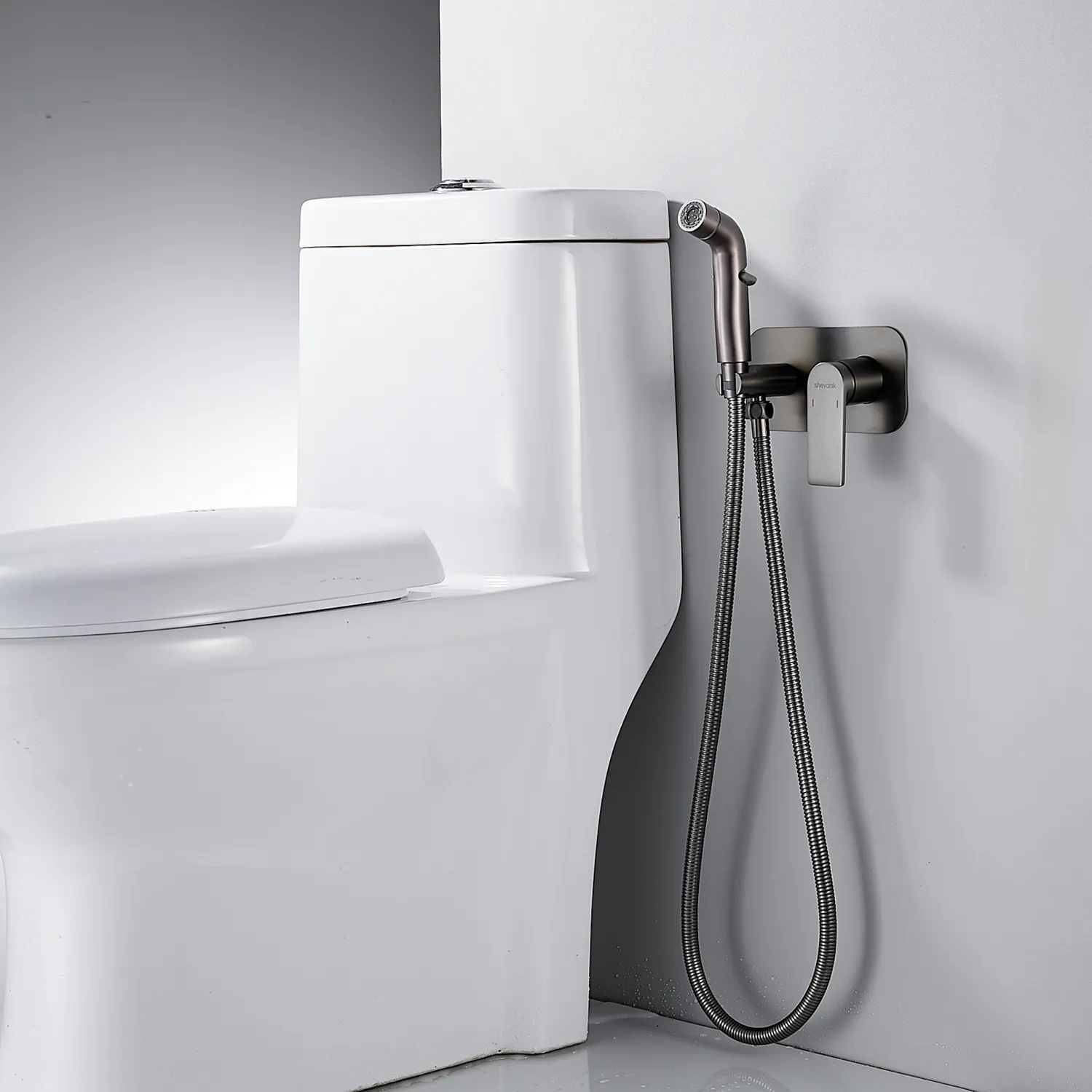 Гигиенический душ со смесителем Shevanik S4105T, оружейная сталь