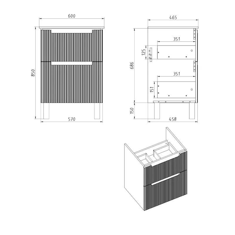 Тумба с раковиной подвесная Dreja Euphoria 60 см, бежевый