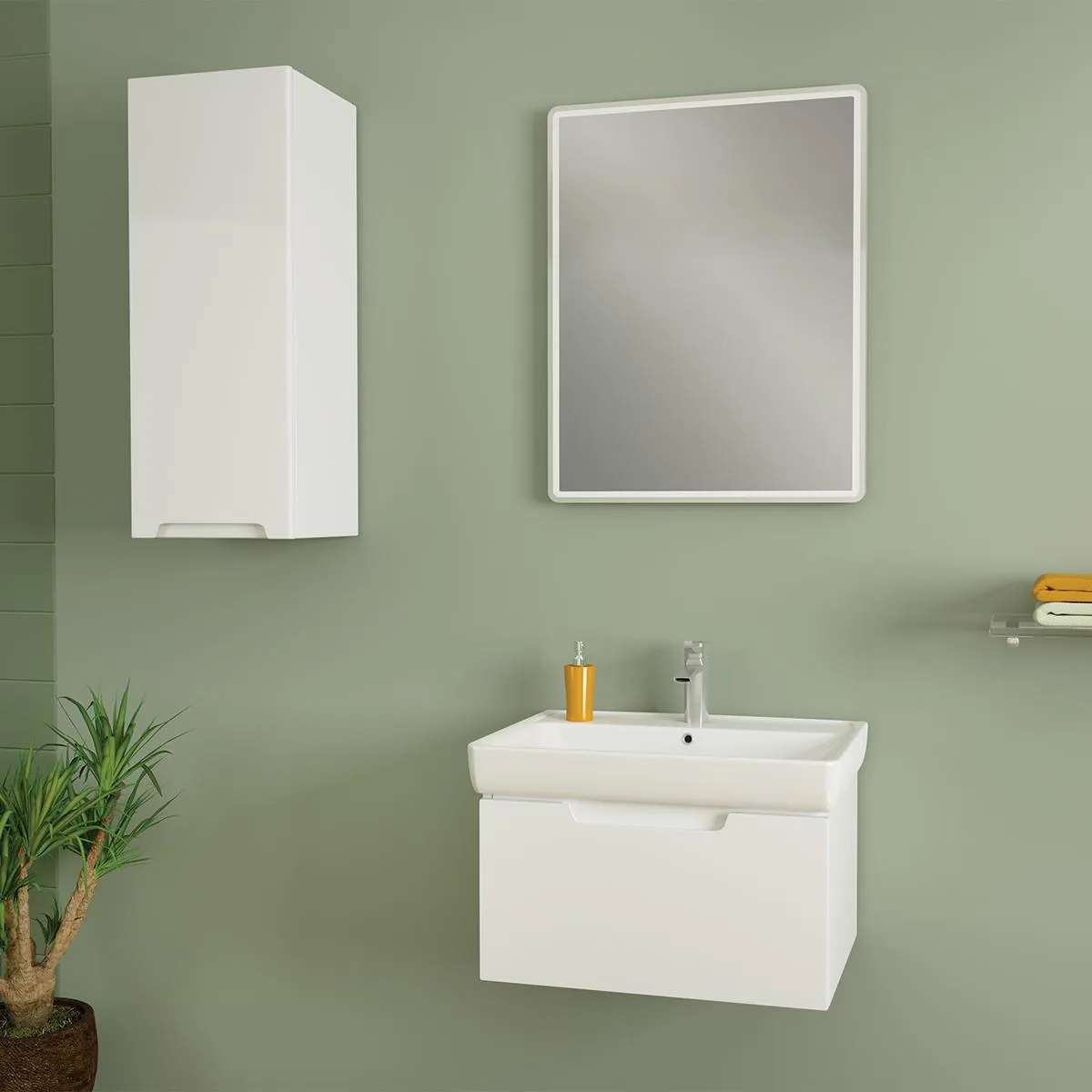 Зеркало Dreja Tiny 60 см с подсветкой, белый