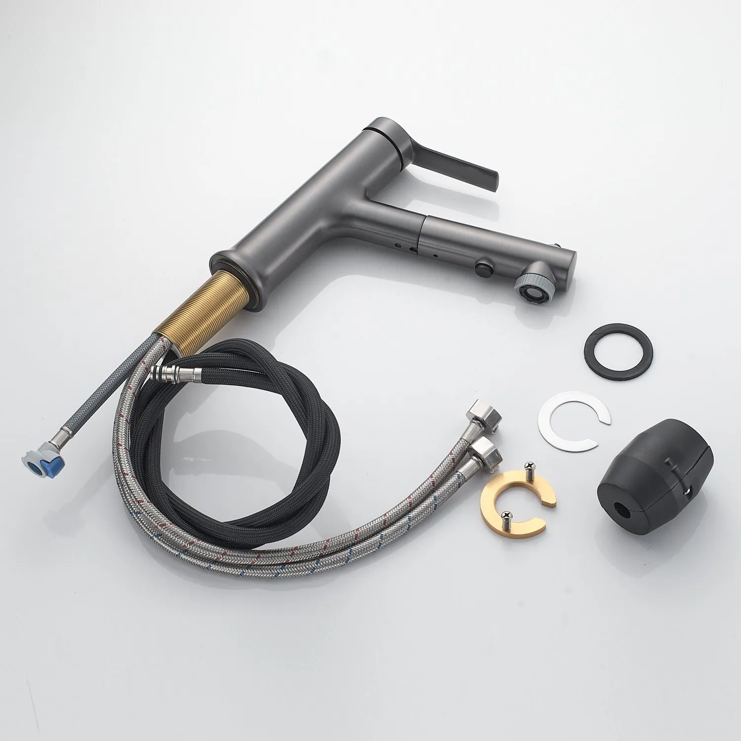 Смеситель для раковины многофункциональный Raffine F281T, оружейная сталь