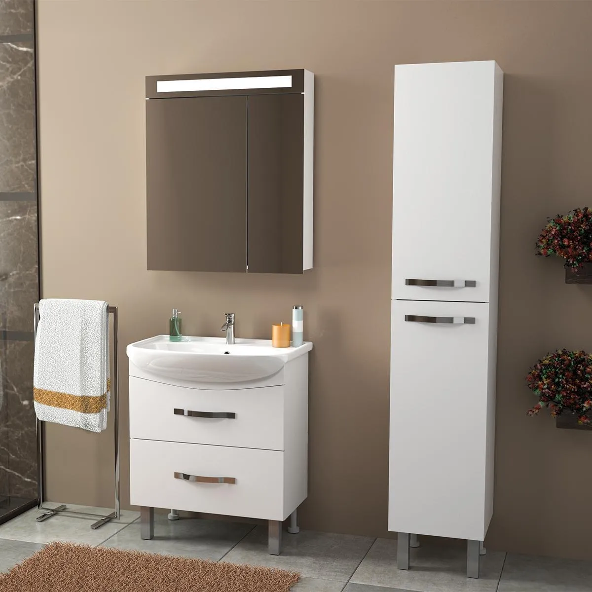 Зеркальный шкаф Dreja Uni 60 см, белый