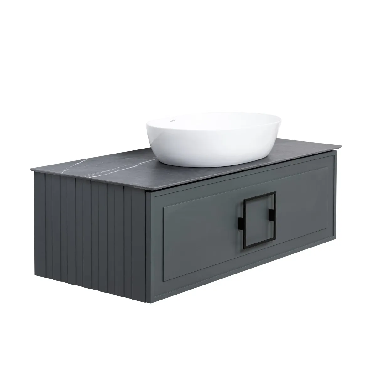 Тумба под раковину подвесная La Fenice Cubo FNC-01-CUB-G-90, серо-зеленая