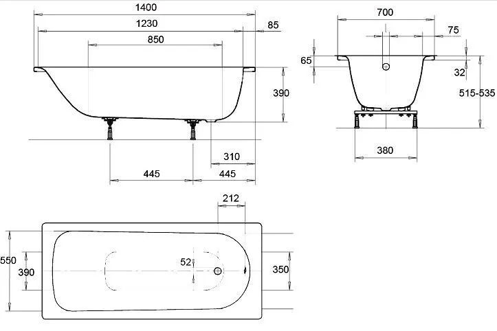 Ванна стальная Kaldewei Eurowa 309-1 140х70 (119512030001)