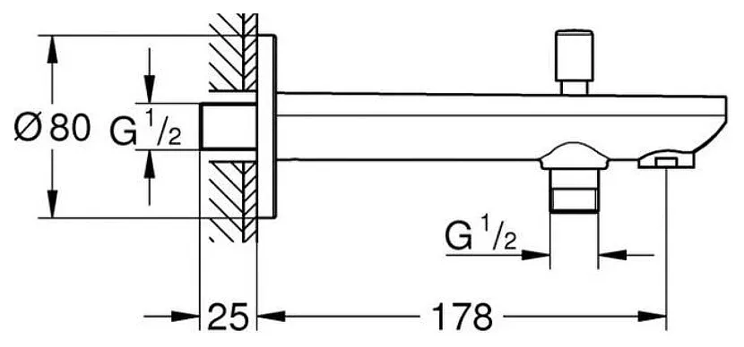 Излив для ванны Grohe BauContemporaty, хром (13390000)