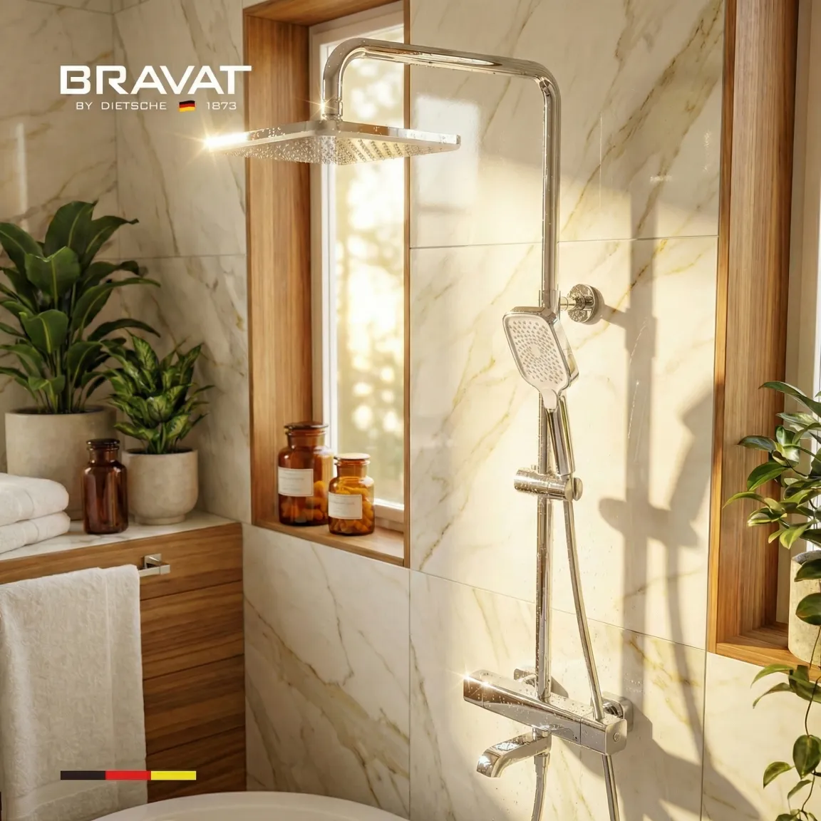 Душевая система с термостатическим смесителем цвет хром BRAVAT (F6813944CP-A-SW)