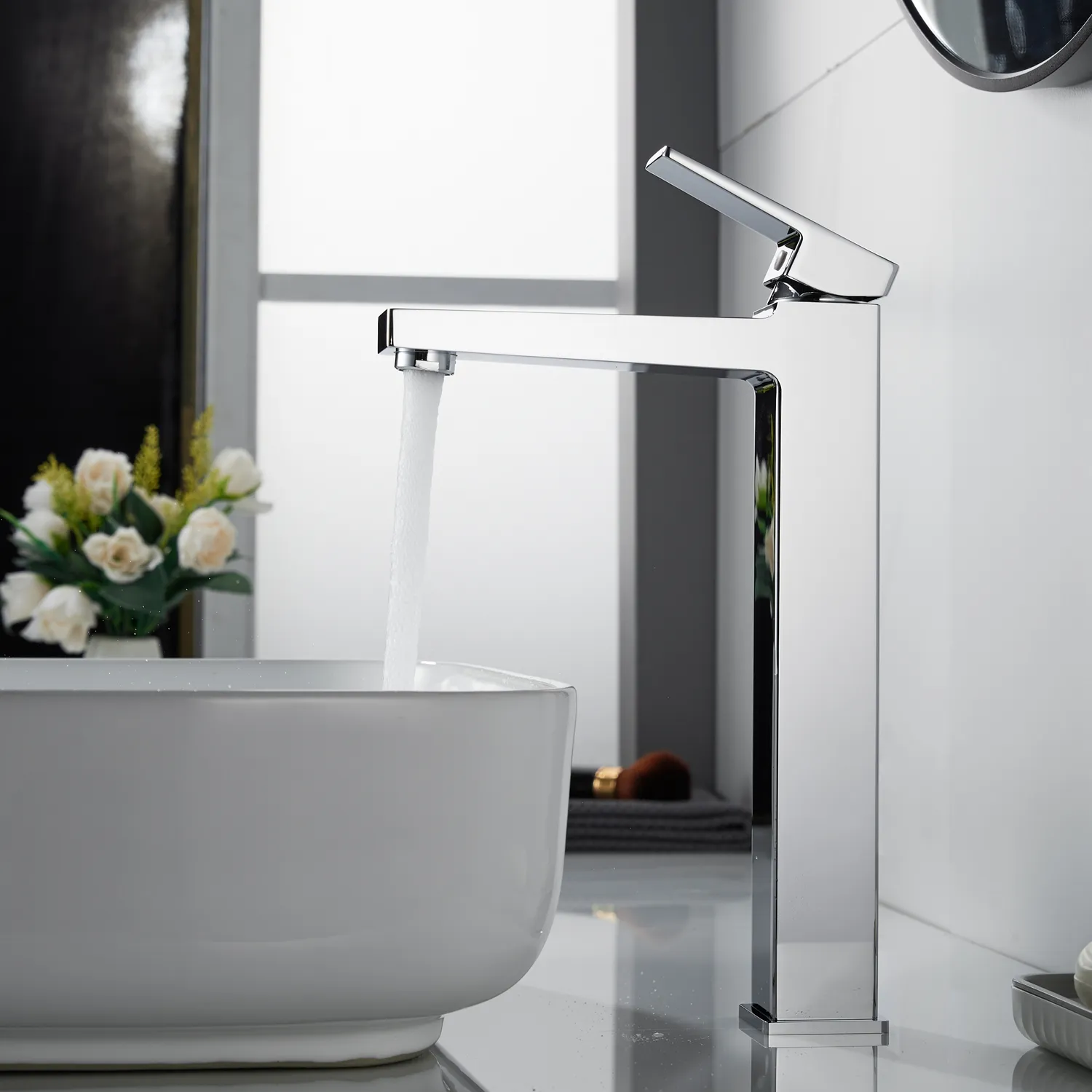 Смеситель для раковины высокий Rose R2811, хром