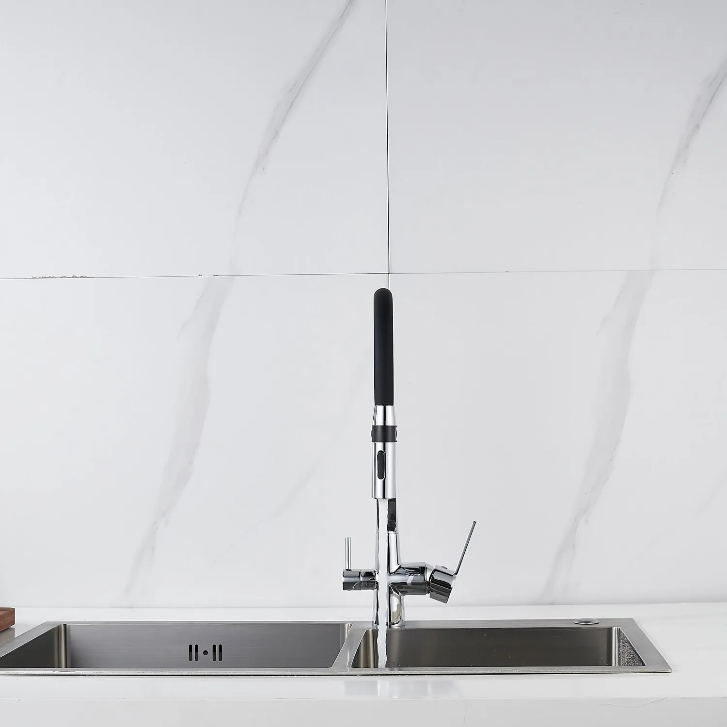 Смеситель для кухни с гибким изливом и подключением фильтра Shevanik S278, хром