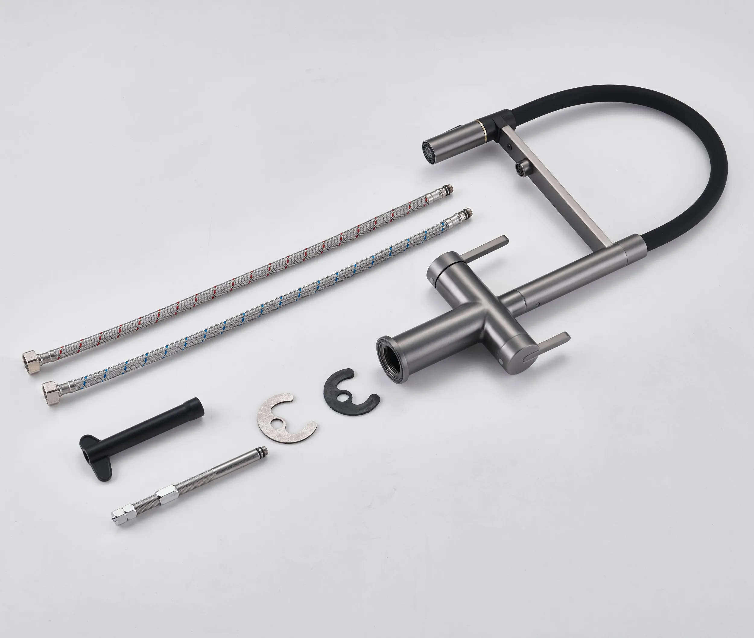 Смеситель для кухни с подключением фильтра для воды Rose R458T, оружейная сталь