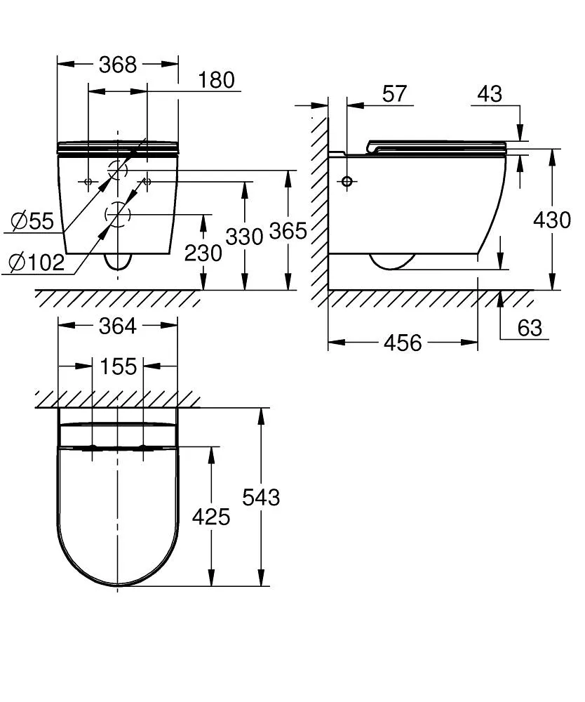 103849SH00 Grohe Bau Ceramic Комплект 5 в 1 подвесной унитаз, инсталляция, сиденье с микролифтом