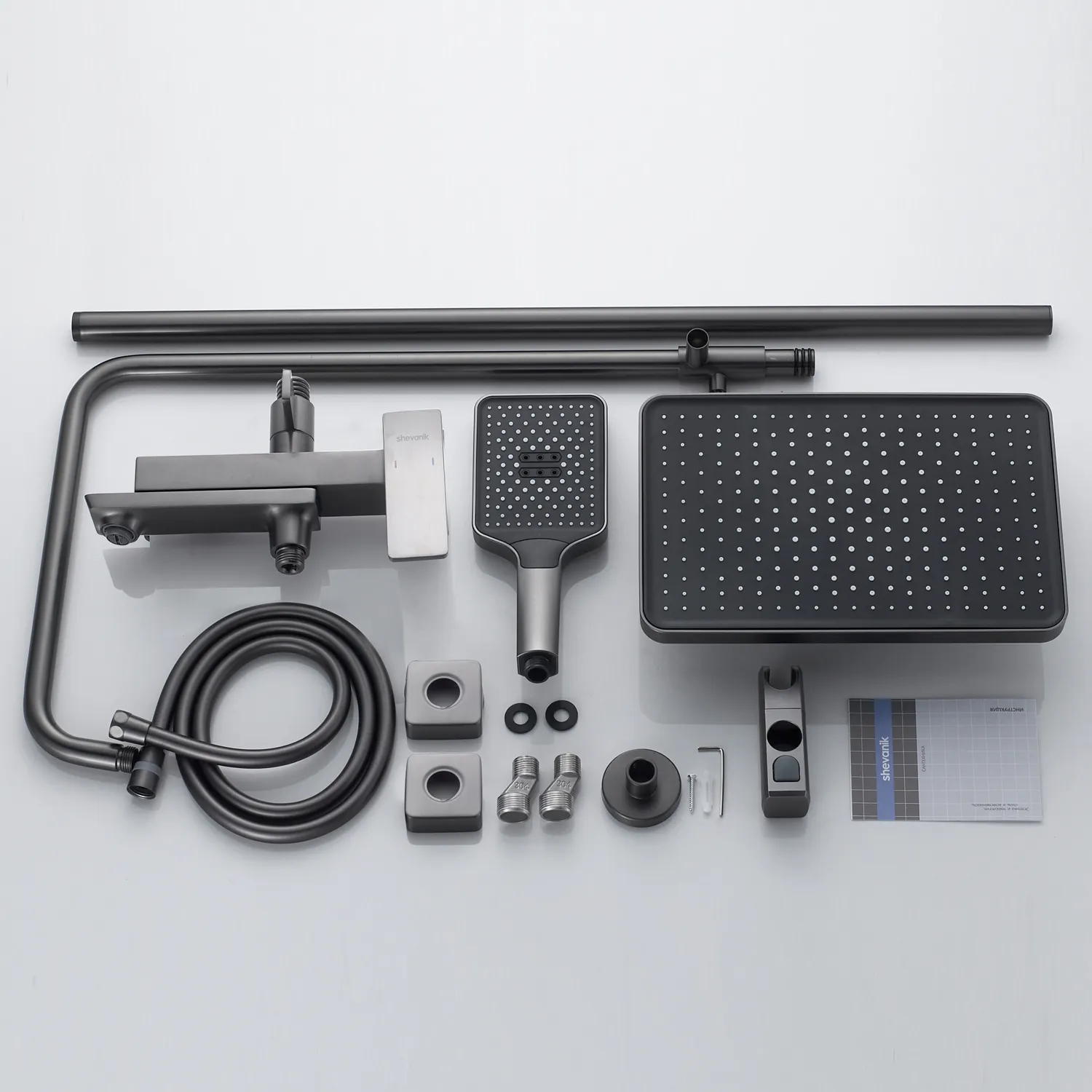 Душевая система Shevanik S4436T, оружейная сталь