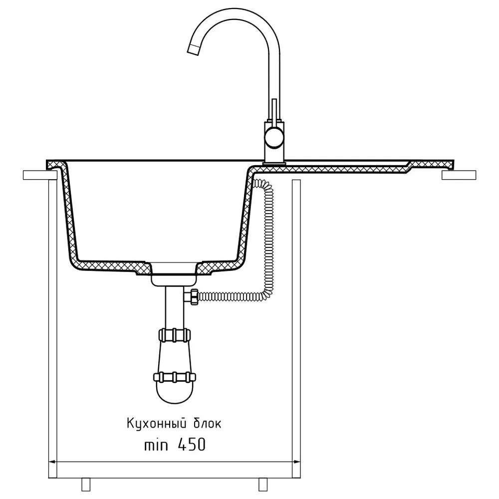 Кухонная мойка GranFest SMART 680L, бежевый