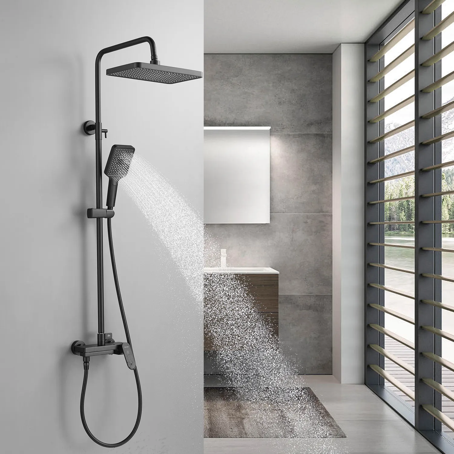 Душевая система Shevanik S4536H, черный