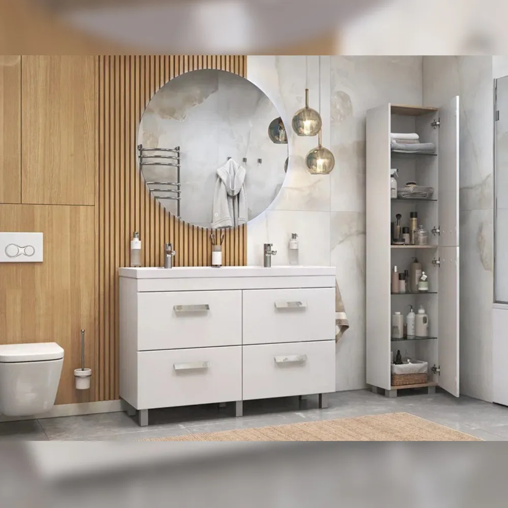 Тумба с раковиной напольная Velvex Orlando tn.ORL.CLA.120.4Y белый матовый, 120 см