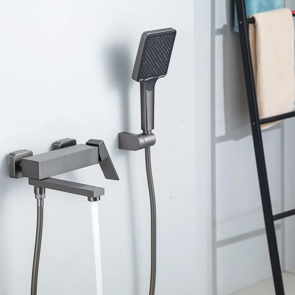 Смеситель для ванны FRAP F3291-9, оружейная сталь