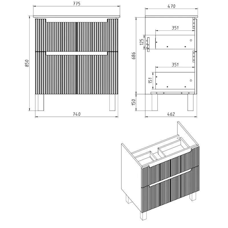 Тумба под раковину подвесная Dreja Euphoria 80 см, белый