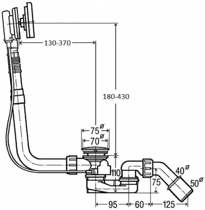 Сифон для ванны стандартный Viega Multiplex Trio 6161.60, хром (727741)