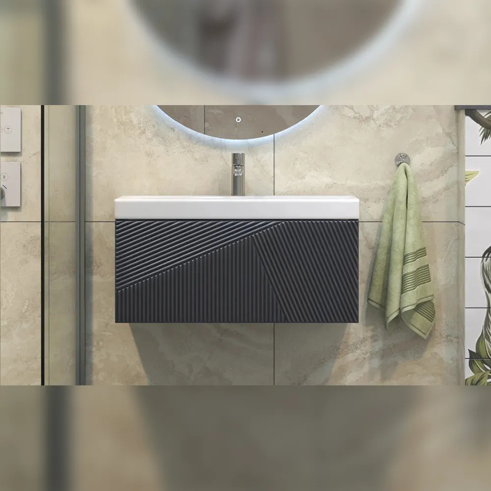 Тумба с раковиной подвесная Velvex Edge tp.EDG.9696.80.1Y графит, 80 см