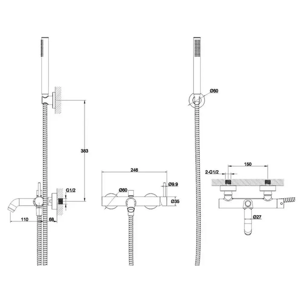 Смеситель для ванны Grocenberg GB8099NK, никель
